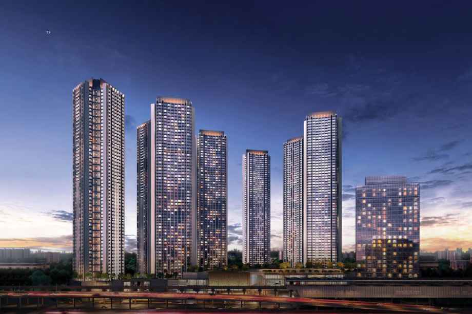 Oberoi-Sky-City-Elevation-Evening