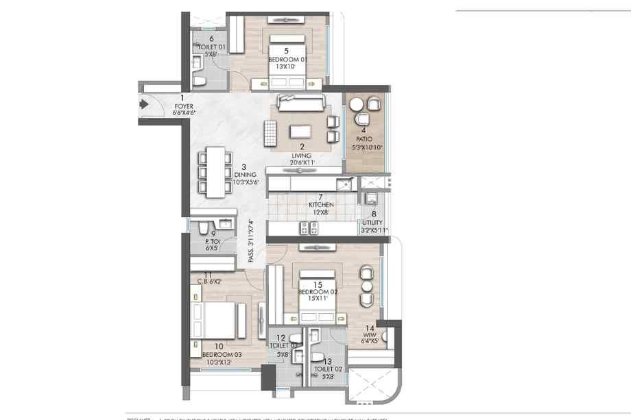 Rustomjee-verdant-vistas-Floor-Plan-3BHK-1191-sqft