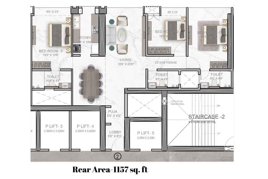 DLH Signature-Plan-3-BHK-1157-sqft