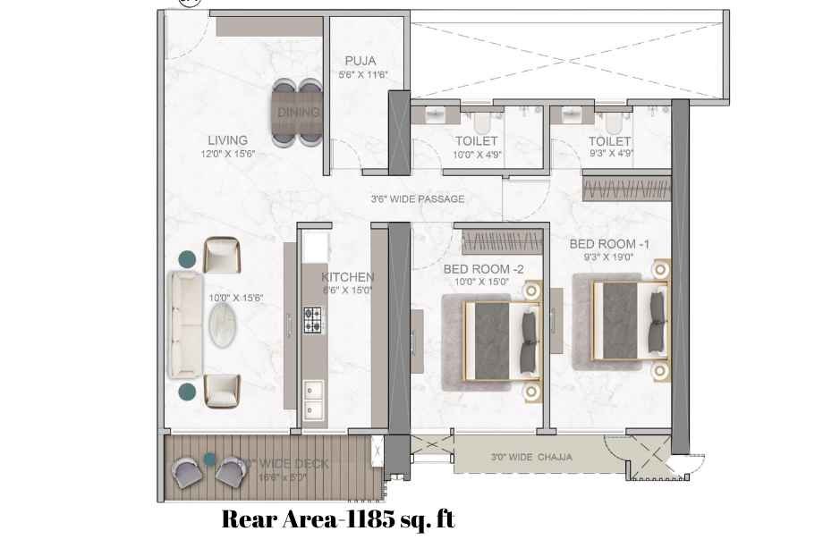 DLH Signature-Plan-3-BHK-1185-sqft