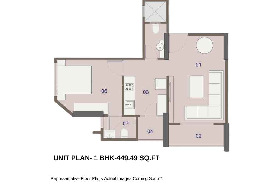 Rudua Param-Floor-Plan-1-BHK-449.49-sqft