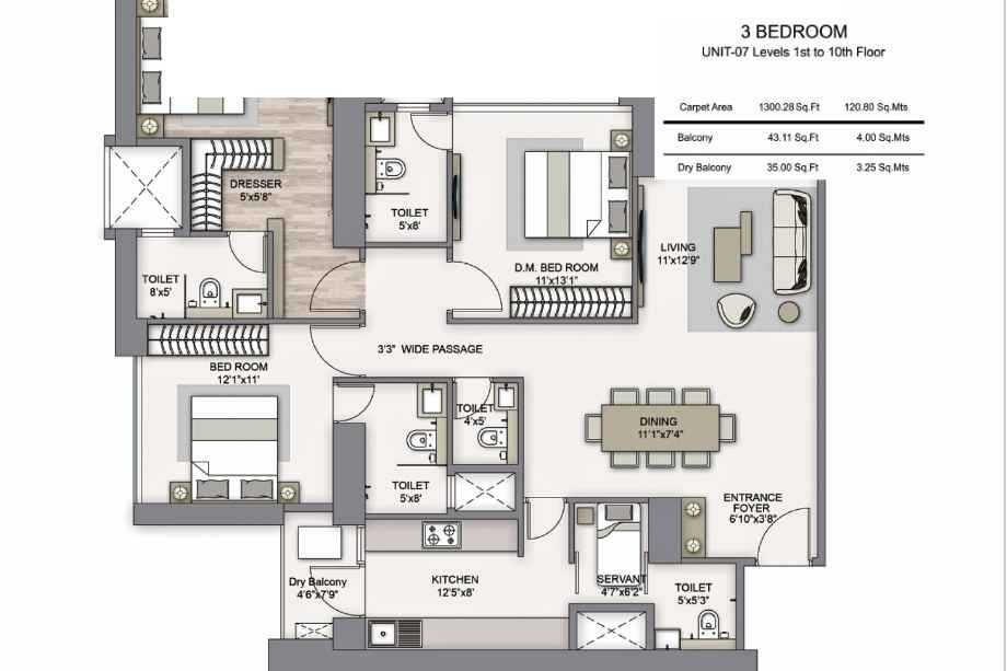 Piramal-Mahalaxmi-Floor-Plan-South-Tower-3-BHK-1300-Sqft