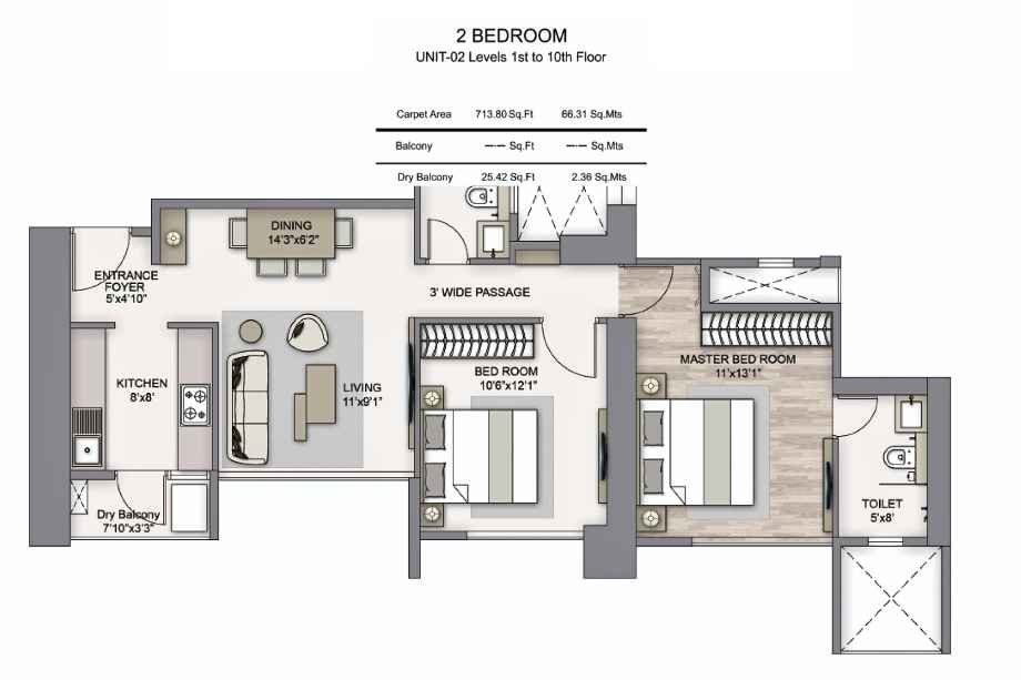 Piramal-Mahalaxmi-Floor-Plan-South-Tower-2-BHK-713-Sqft