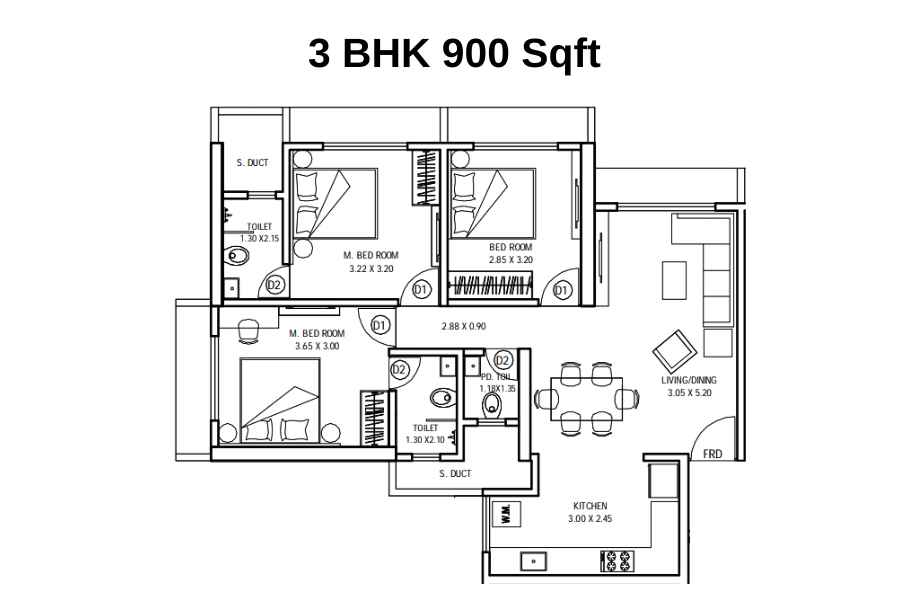 Bhoomi-Lakescape-Floor-Plan-3-BHK-900-Sqft