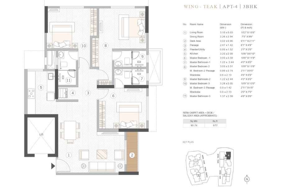 Courtyard-Kalina-Floor-Plan-3-BHK-977-sqft