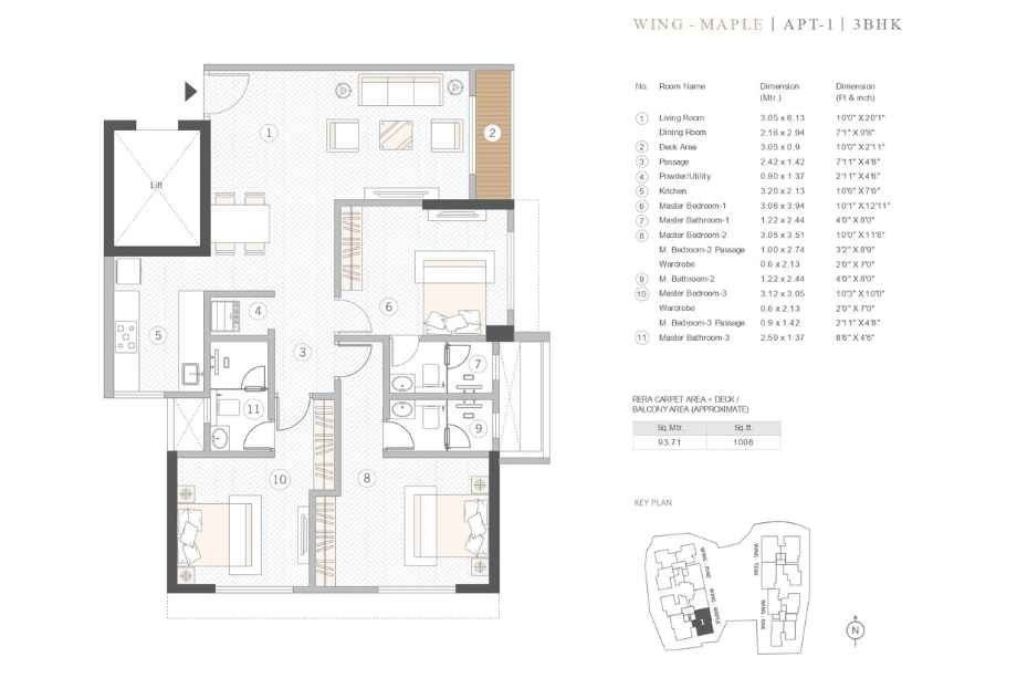 Courtyard-Kalina-Floor-Plan-3-BHK-1008-sqft