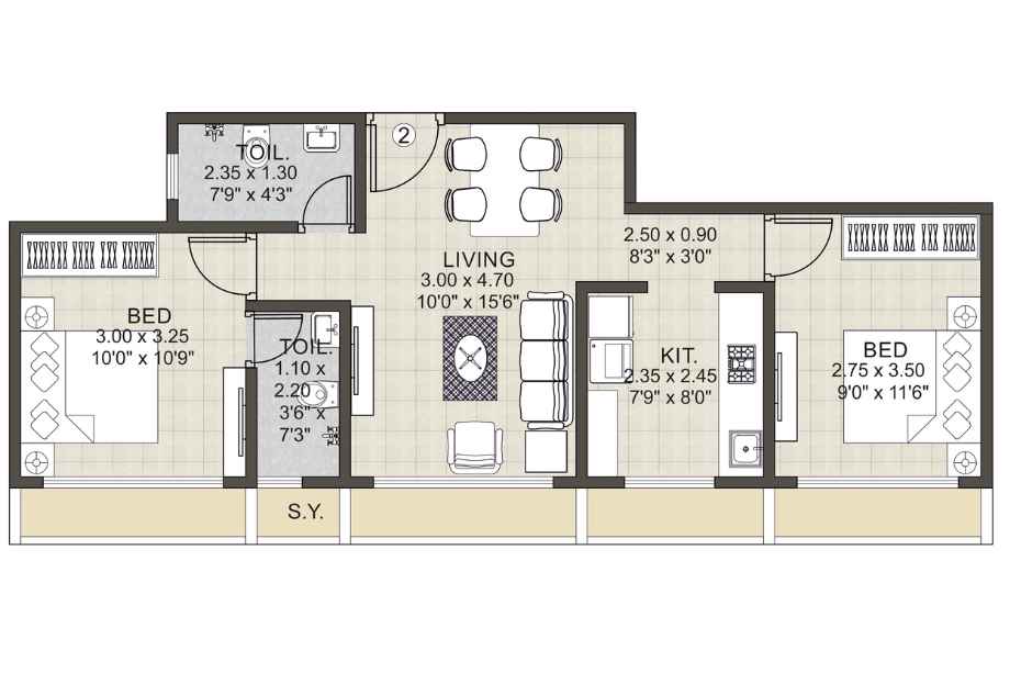 Urban-Heritage-Floor-Plan-2-BHK-559-sqft