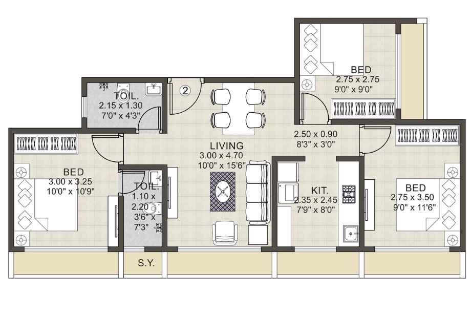 Urban-Heritage-Floor-Plan-3-BHK-643-sqft