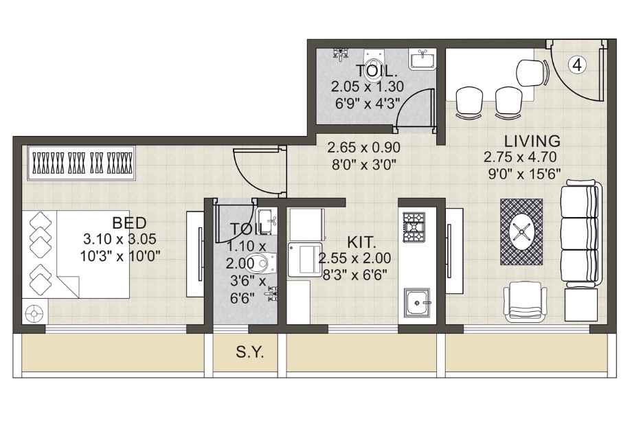 Urban-Heritage-Floor-Plan-1-BHK-416-sqft