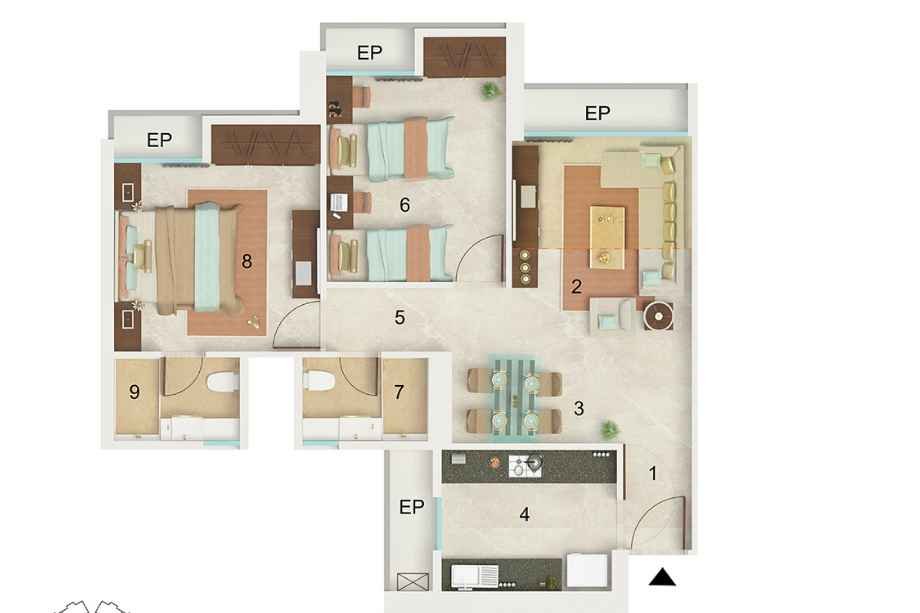 Dynamix-Parkwoods-Floor-Plan-2-BHK-674-Sqft