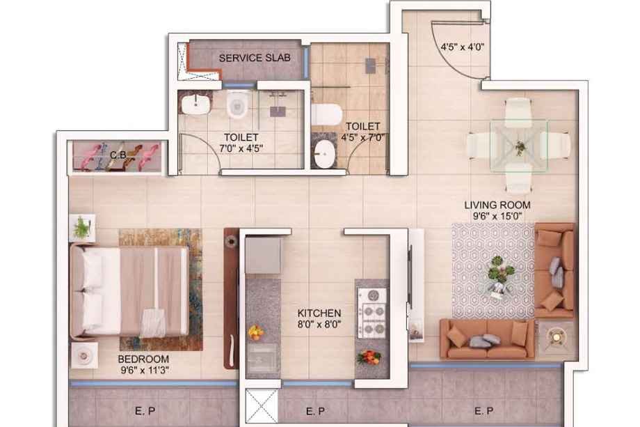 Mahavir-Spring-Floor-Plan-1-BHK-Type-B