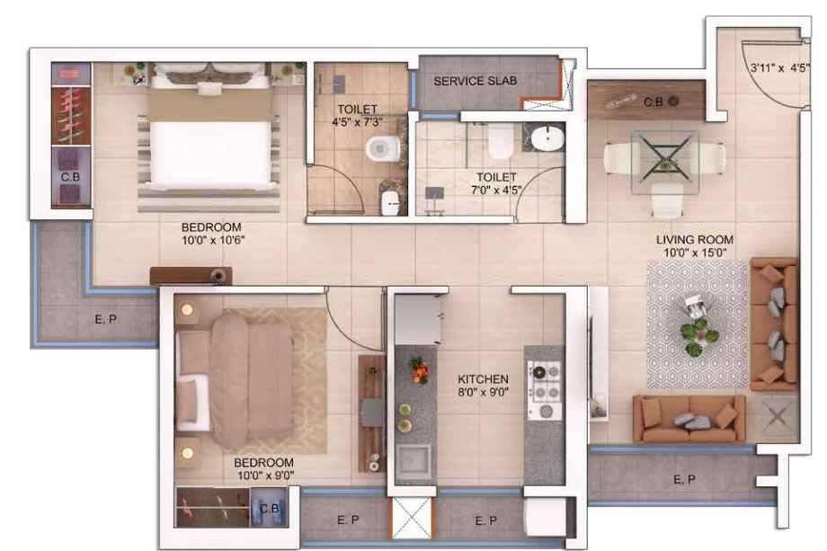 Mahavir-Spring-Floor-Plan-2-BHK-Type-C