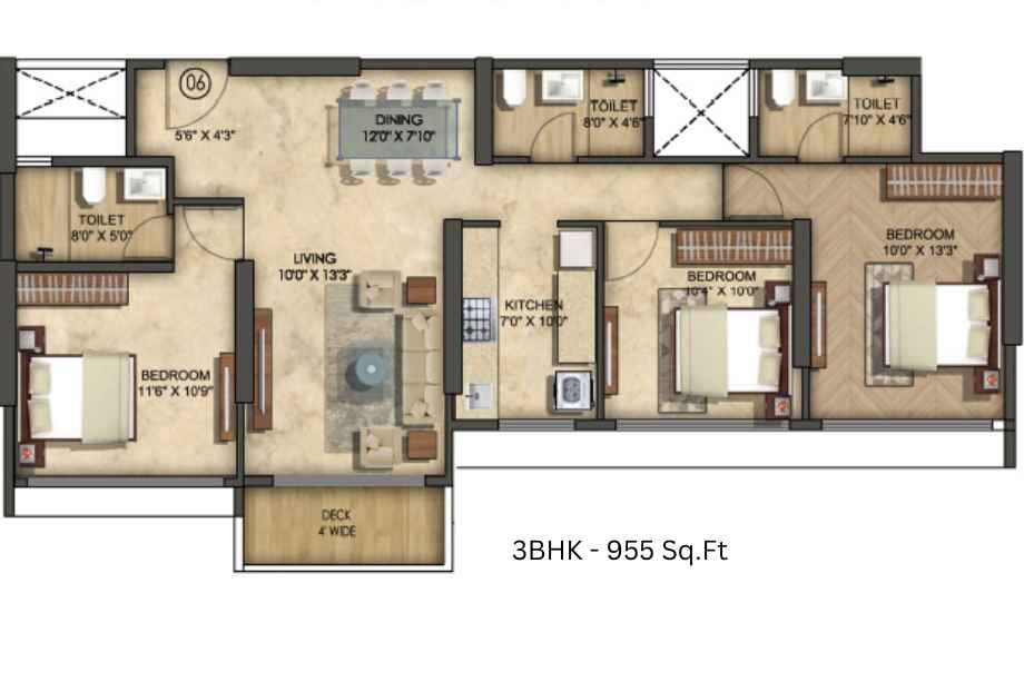 Runwal-Timeless-3-BHK-955Sq.Ft