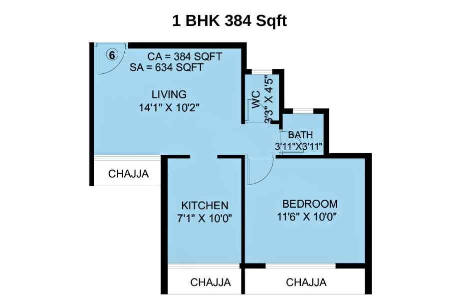 Sai-Ayaana-Floor-Plan-1-BHK-384-Sqft-Taloja