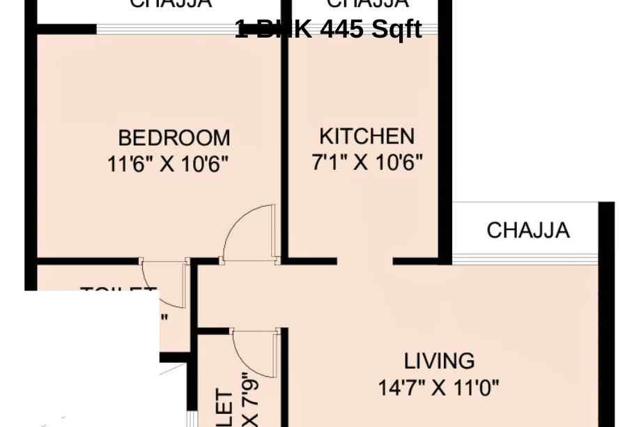 Sai-Ayaana-Floor-Plan-1-BHK-445-Sqft-Taloja