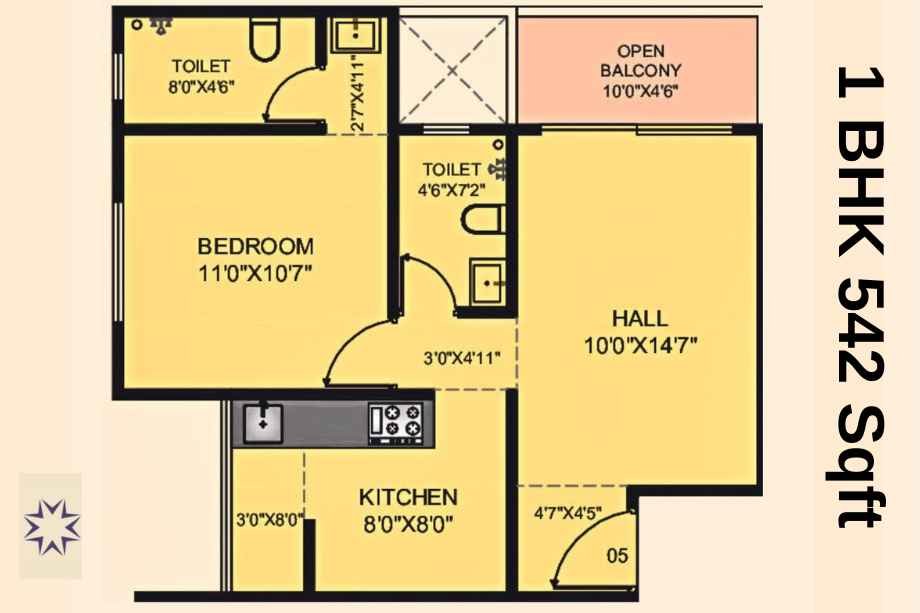 Akshar-Altorios-Floor-Plan-1-BHK-542-Sqft