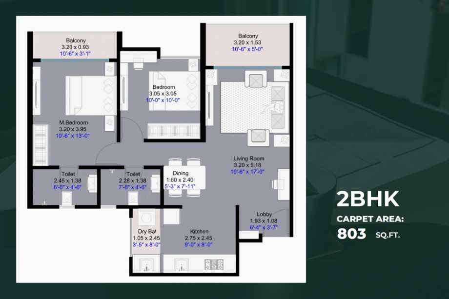 Kohinoor-Central-Park-2BHK-Floor-Plan