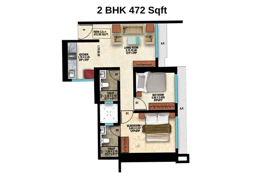 Divine-Shloka-Floor-Plan-2-BHK-472-Sqft