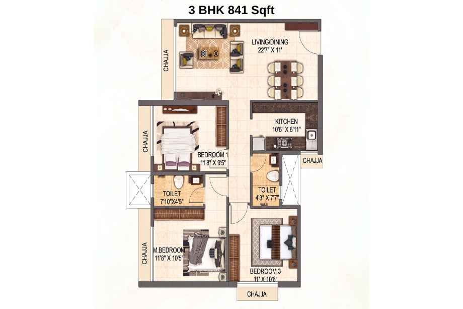 Satyam-Solaris-Floor-Plan-3-BHK-841-Sqft