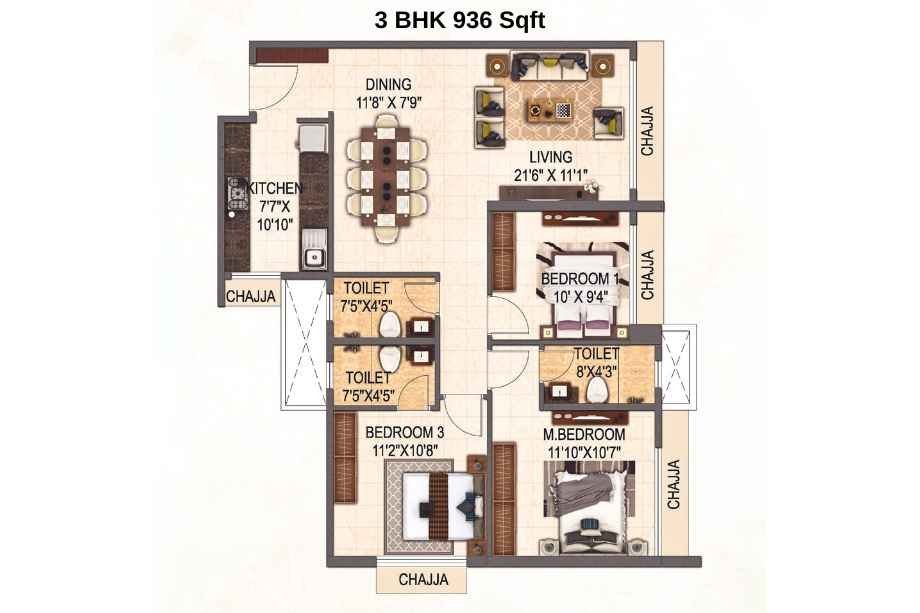 Satyam-Solaris-Floor-Plan-3-BHK-936-Sqft