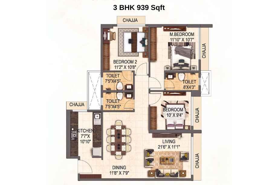 Satyam-Solaris-Floor-Plan-3-BHK-939-Sqft