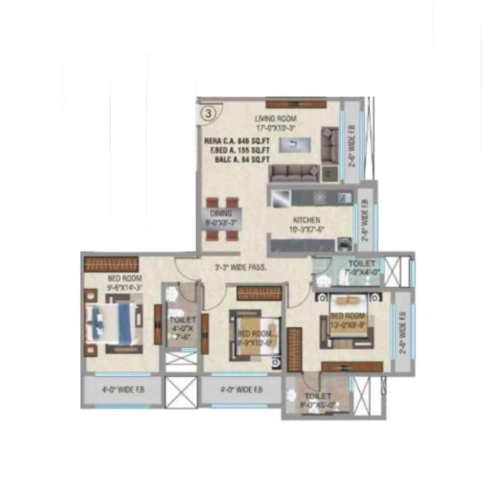 Sangam-Emporio-Towers-3-BHK-846-sqft