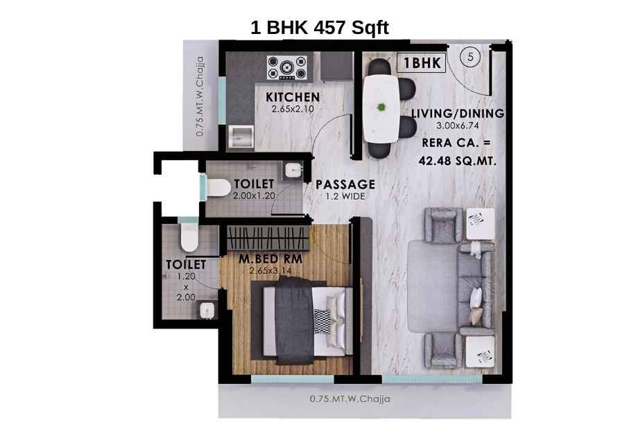 Nandivardhan-Fortuna-Blue-Floor-Plan-1-BHK-457-Sqft