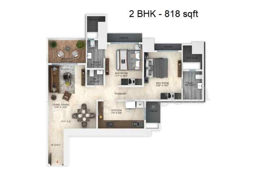 Dimple-73-east-2-BHK-818-sqft