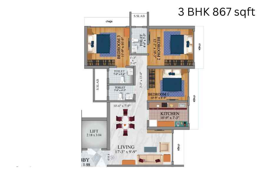 DEM-Cygnus-3-BHK-867-sqft