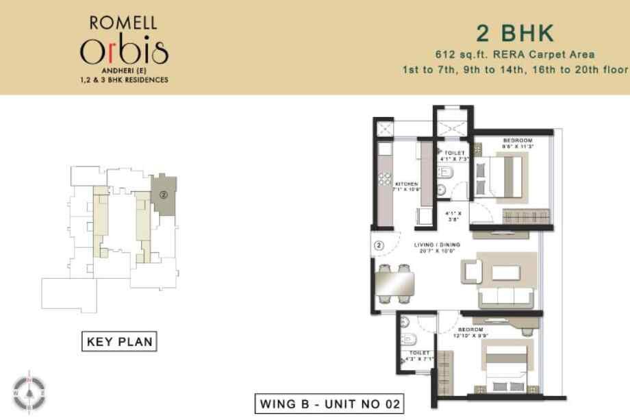 Romell-Orbis-2-BHK-612-sqft