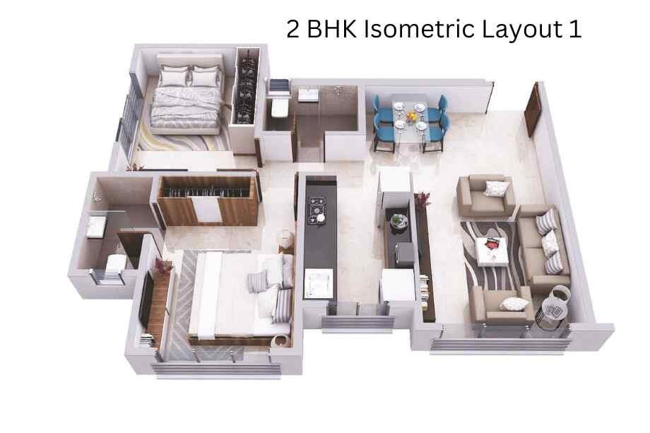 Shivoham-Avyukta-Breeze-2-BHK-Isometric-Layout