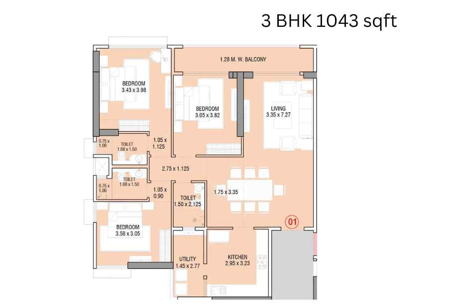 Linkbay-Residences-3-BHK-1043-sqft