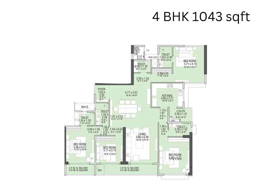 Linkbay-Residences-4-BHK-1043-sqft