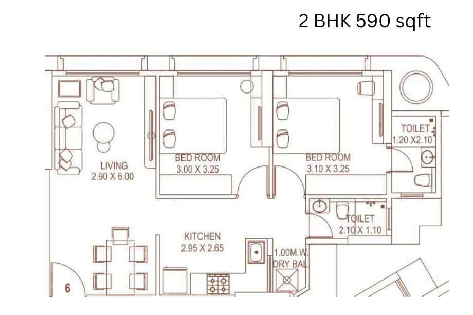 Platinum-53-West-2-BHK-590-sqft