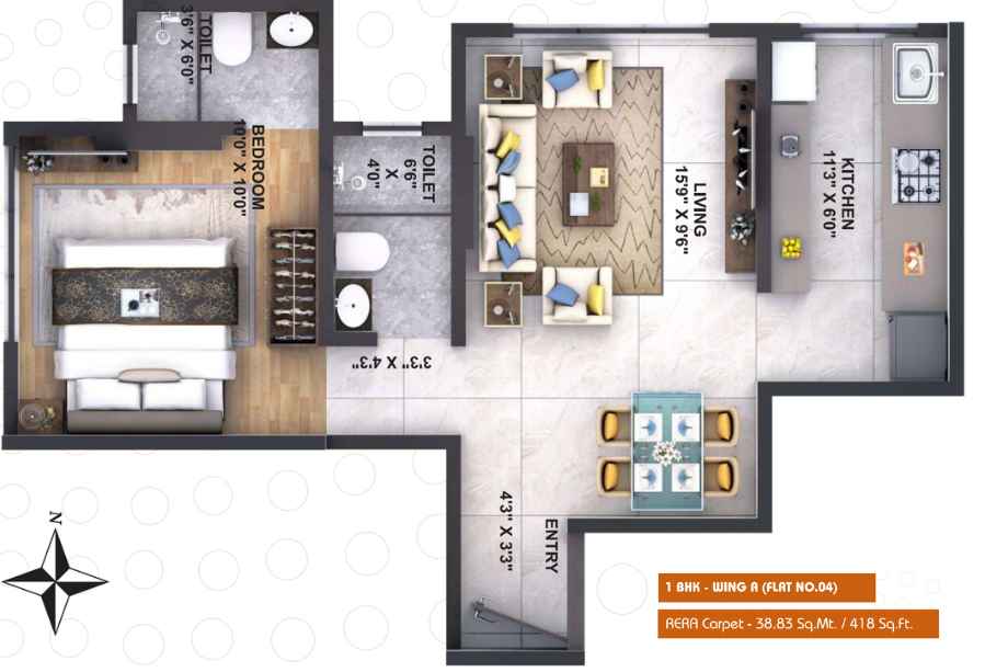 Puneet-Shivalaya-Floor-Plan-1-BHK-418-Sqft