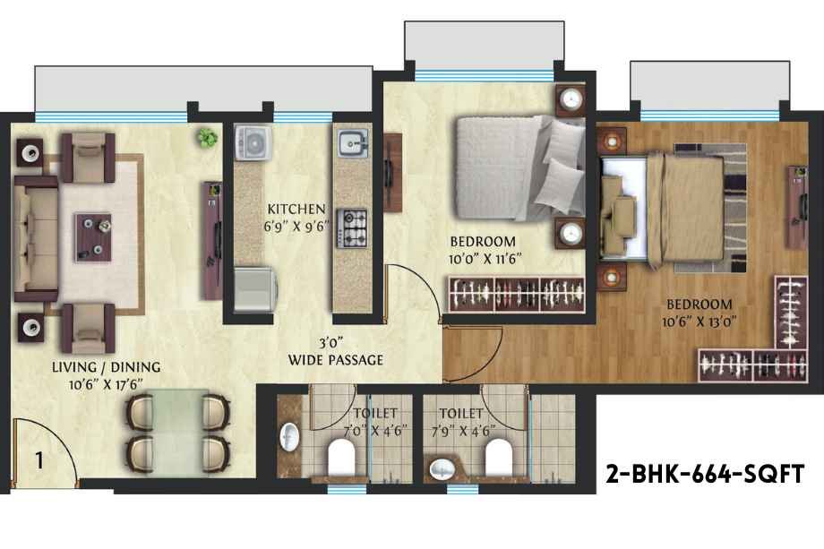 Crescent-Nexus-Floor-Plan-2-BHK-664-Sqft