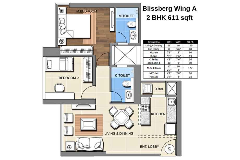 Sheth-Montana-Floor-Plan-Blissberg-Wing-A-2-BHK-611-sqft