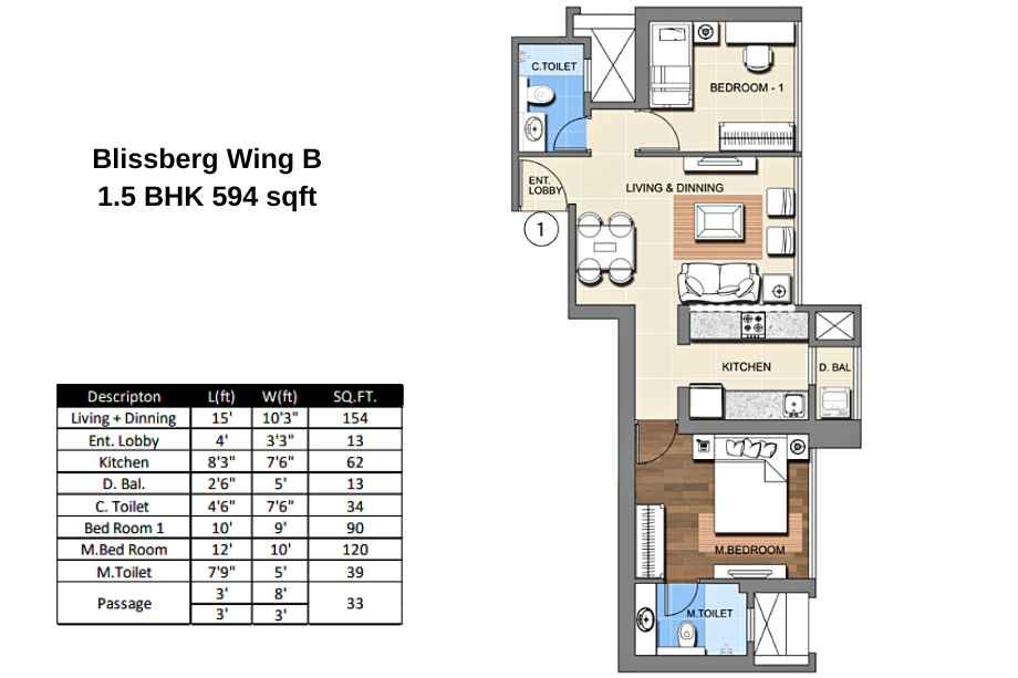 Sheth-Montana-Floor-Plan-Blissberg-Wing-B-1.5-BHK-594-sqft