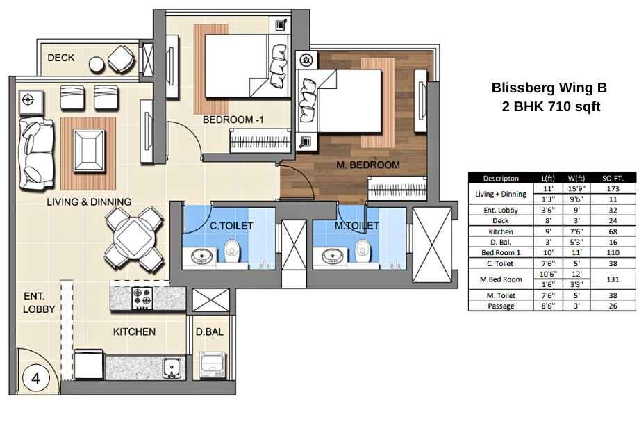 Sheth-Montana-Floor-Plan-Blissberg-Wing-B-2-BHK-710-sqft