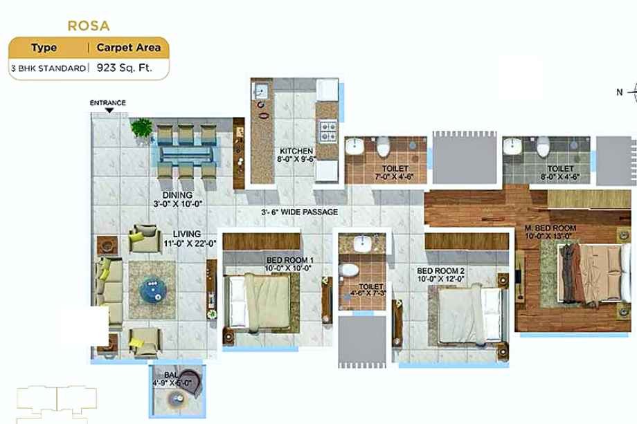 Sheth-Montana-Floor-Plan-Rosa-3-BHK-923-sqft