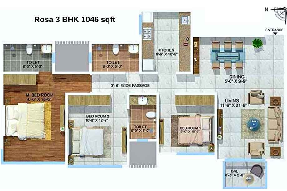 Sheth-Montana-Floor-Plan-Rosa-3-BHK-1046-sqft