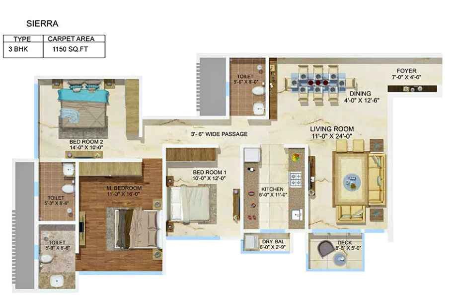 Sheth-Montana-Floor-Plan-Sierra-3-BHK-1150-sqft