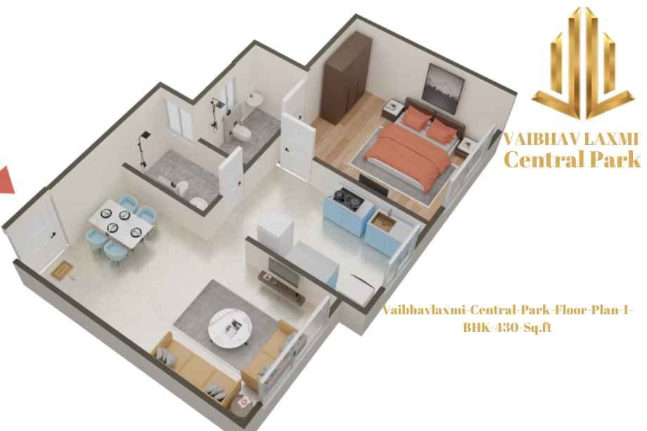 Vaibhavlaxmi-Central-Park-Floor-Plan-1-BHK-430-Sq.ft