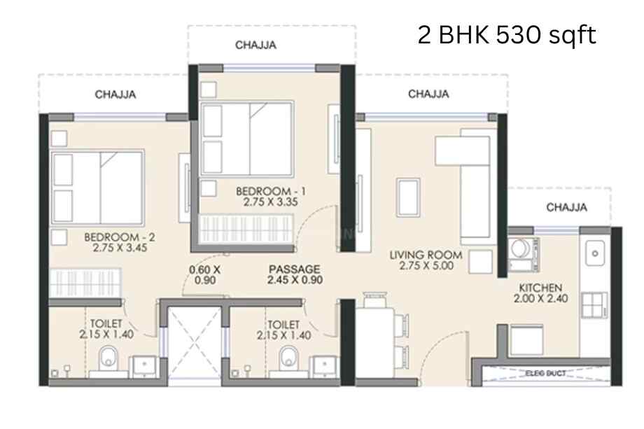 JP-infra-Highway-touch-2-BHK-530-sqft