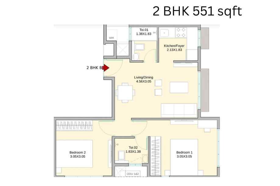 Keemaya-UK-Iona-2-BHK-551-sqft