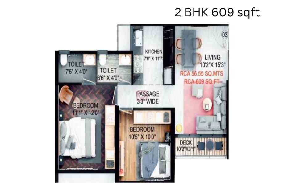 Unique-One-2-BHK-609-sqft