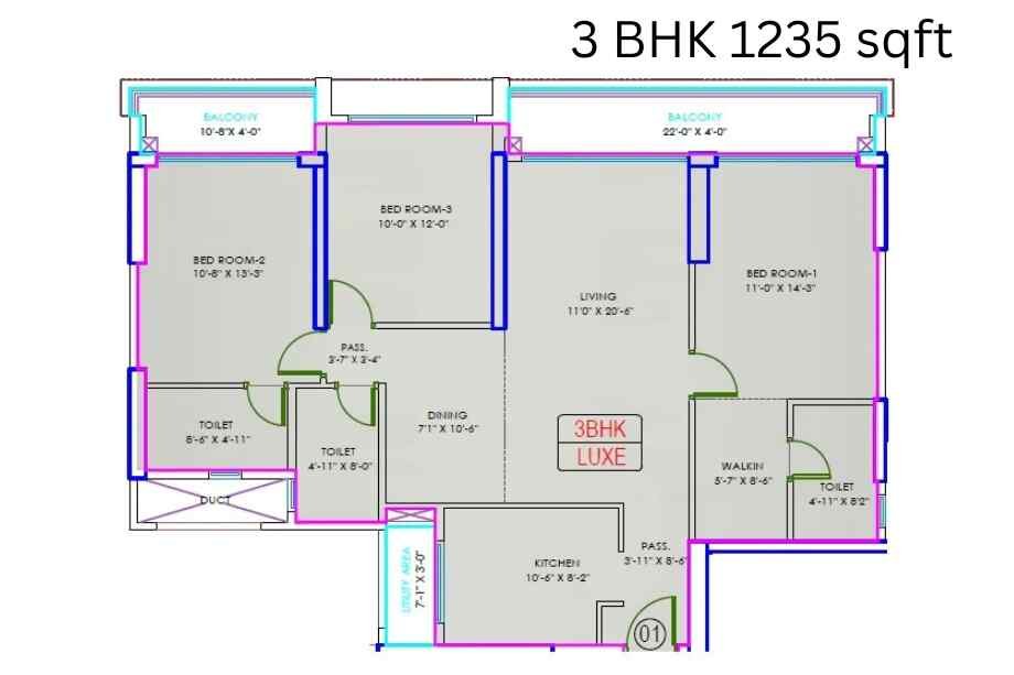 Fortune-Florence-3-BHK-1235-sqft