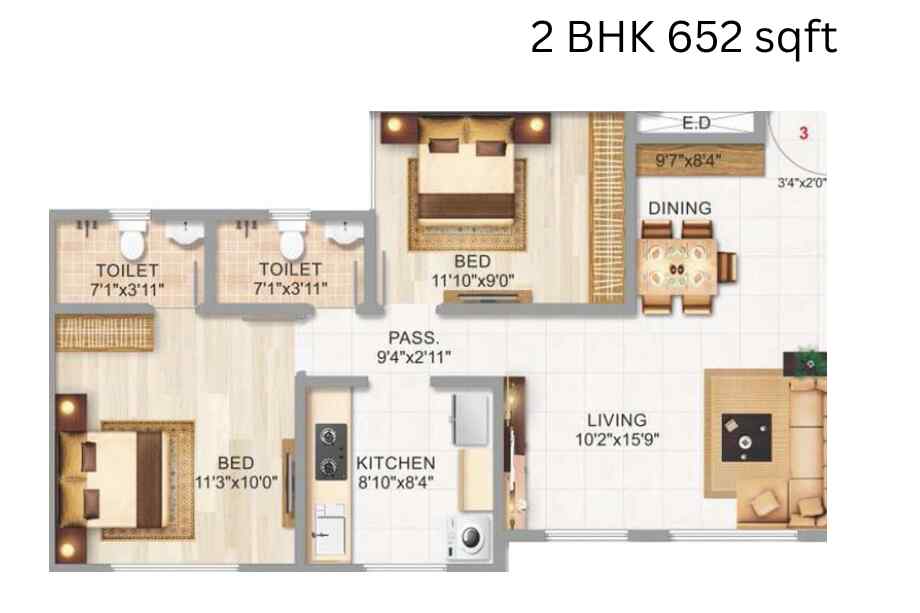 Adityaraj-Enclave-2-BHK-652-sqft