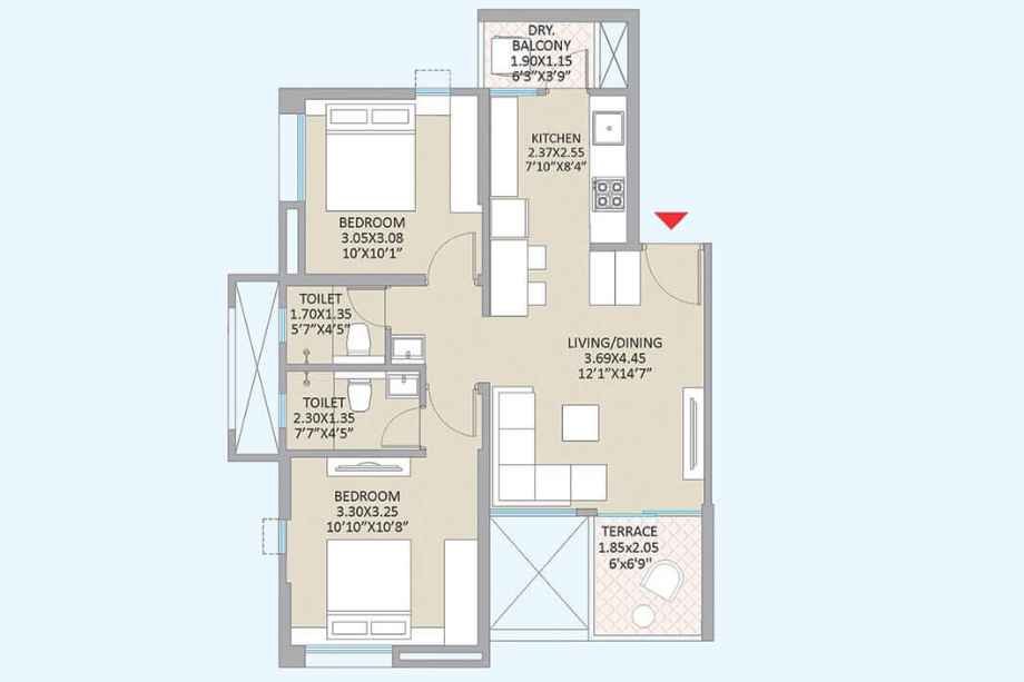 Little-Earth-Floor-Plan-2-BHK-651-Sqft