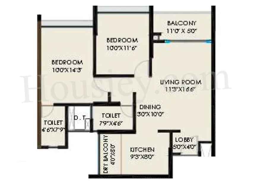 The-Rising-Floor-Plan-2-BHK-801-Sqft